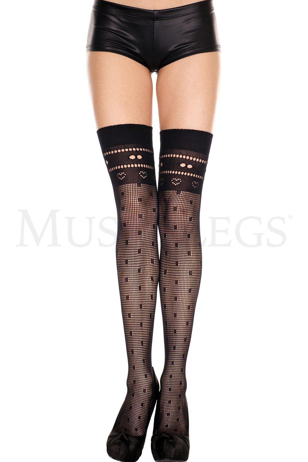 2 Pack Dotted Net & Heart Thigh High