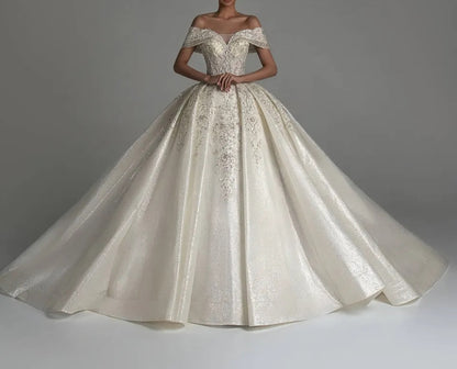 Premium Sparkle Heavy Satin Ball Wedding Gown All Sizes