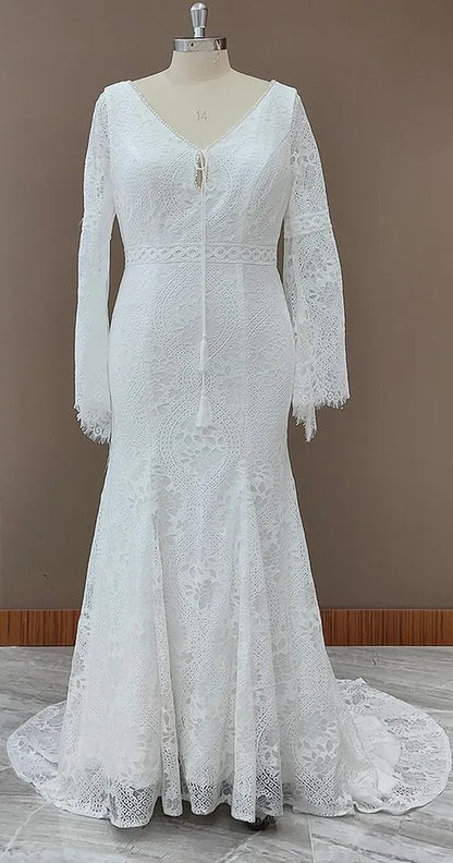 Custom Boho Crochet Fit & Flare Wedding Gown All Sizes/Colors