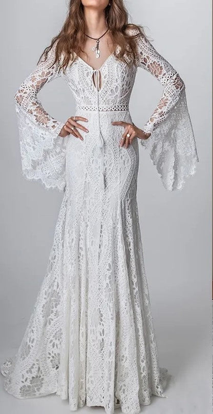 Custom Boho Crochet Fit & Flare Wedding Gown All Sizes/Colors