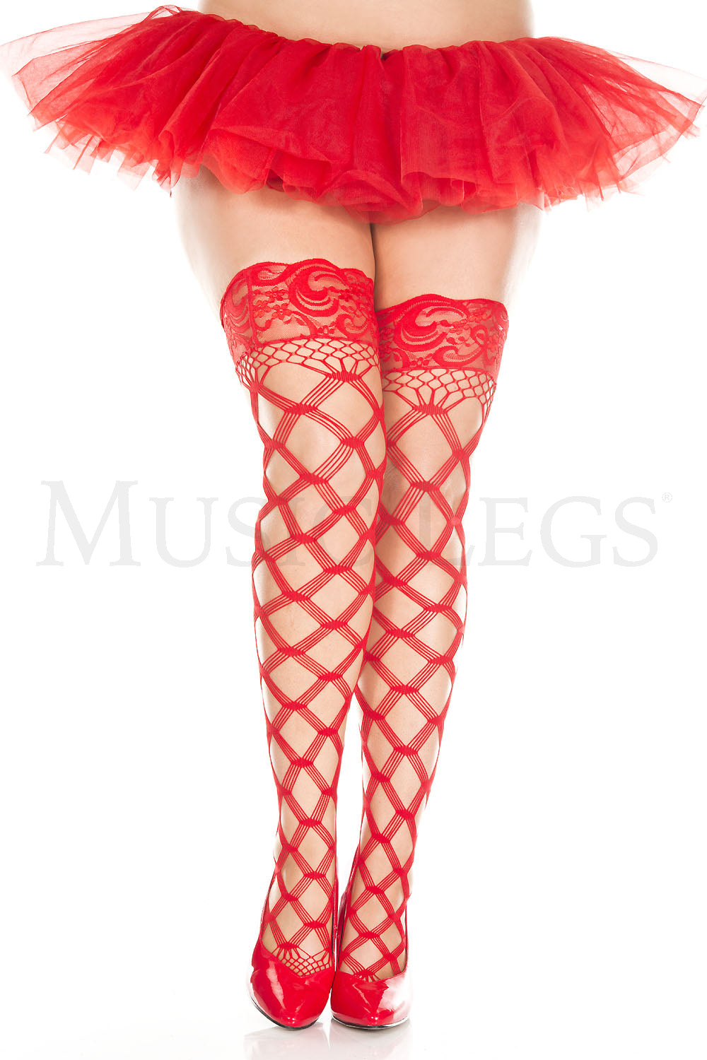 Queen 2 Pack Multi Strand Diamond Net Stay-Up Thigh High