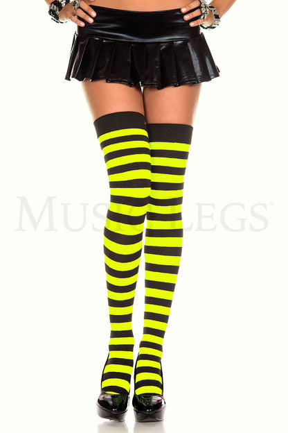 2 Pack Opaque Striped Thigh High