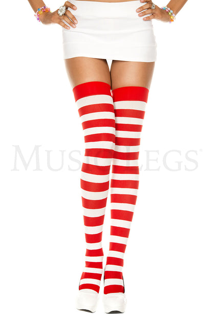 2 Pack Opaque Striped Thigh High