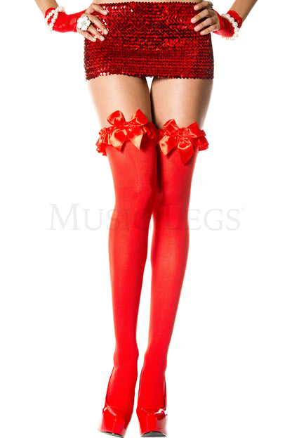 2 Pack Ruffle Bow Opaque Thigh High