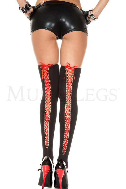 2 Pack Laced Back Opaque Thigh High