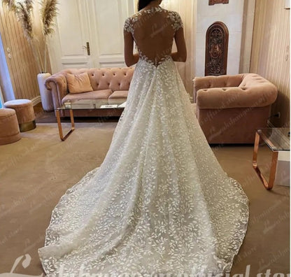 All Over Leaf Applique Wedding Gown All Sizes/Colors