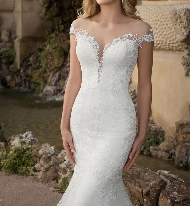 Lace Applique Trumpet Wedding Gown All Sizes/Colors