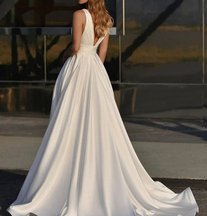 Classic Satin A Line Wedding Gown All Sizes/Colors