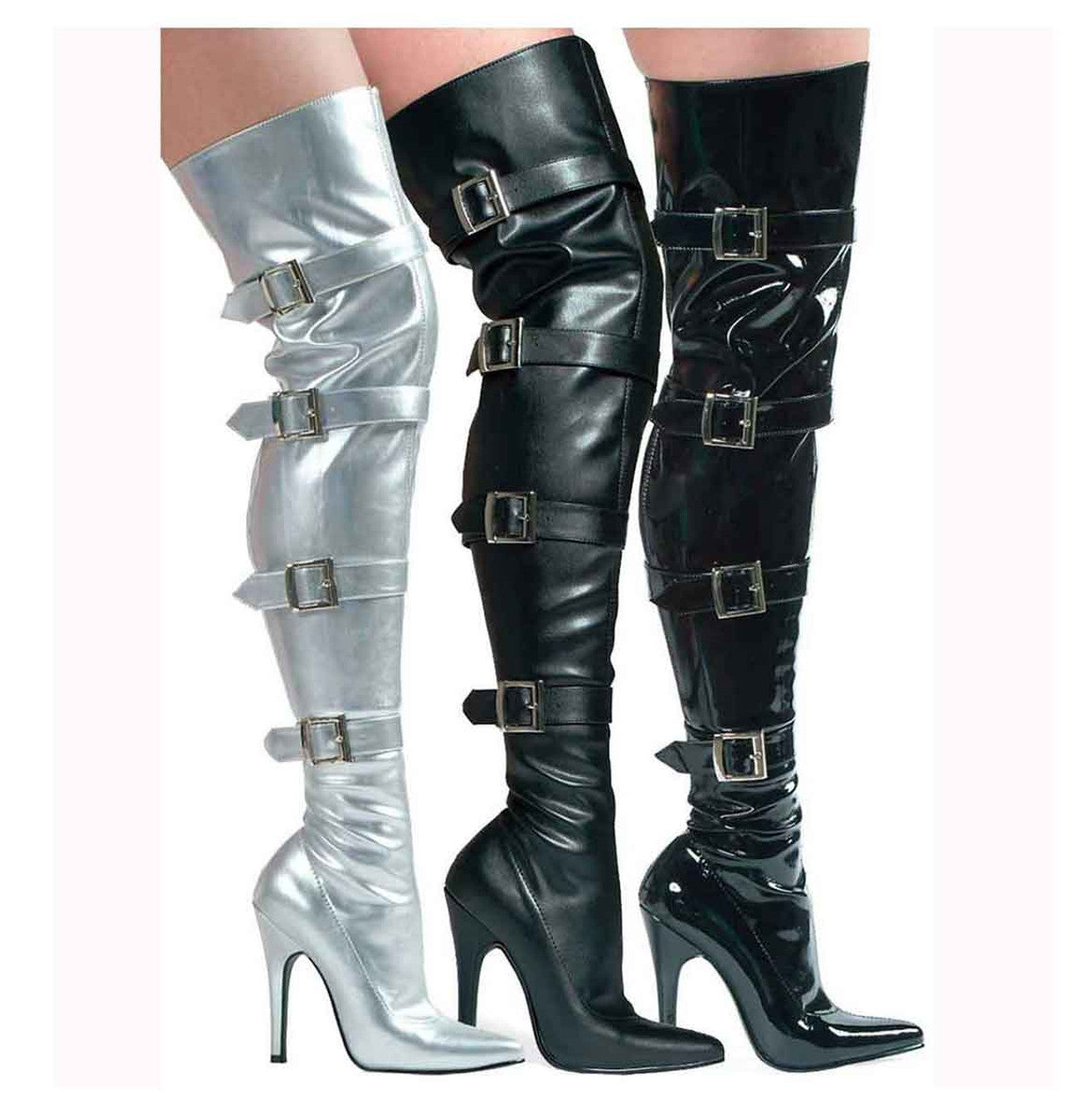 Buckleup-511 Thigh High Buckled Stiletto Boots