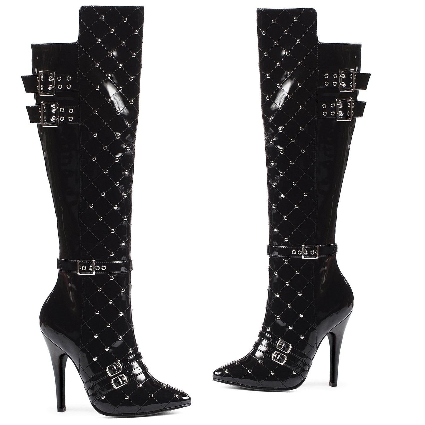 Gwen-511 Studded Patent 5" Knee Boots