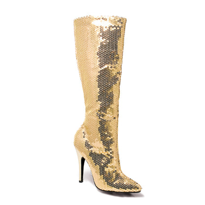 Tin-511 Sequined 5" Heel Knee Boots