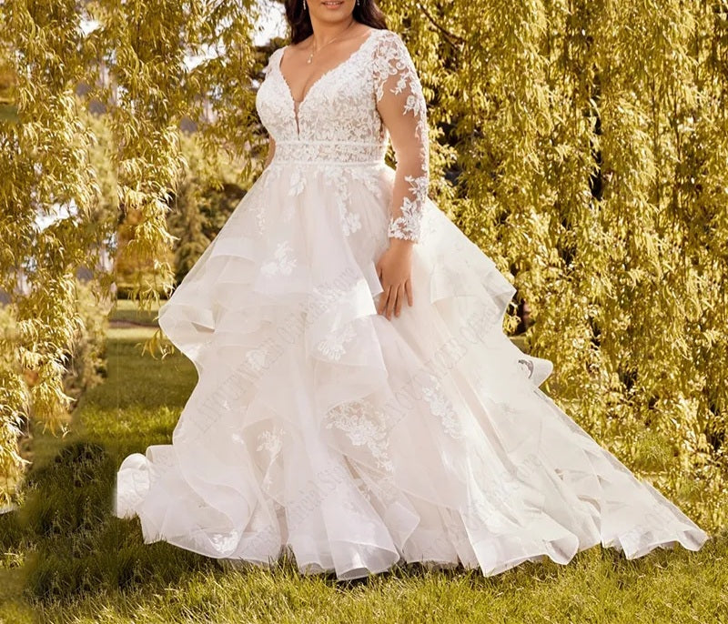 Ruffled Organza/Lace A Line Wedding Gown All Sizes/Colors