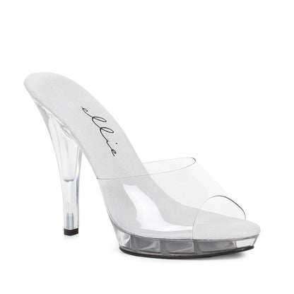 Vanity-521 Clear Wide Width Mule 5" Heel Sandals