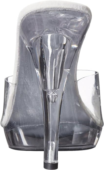 Vanity-521 Clear Wide Width Mule 5" Heel Sandals