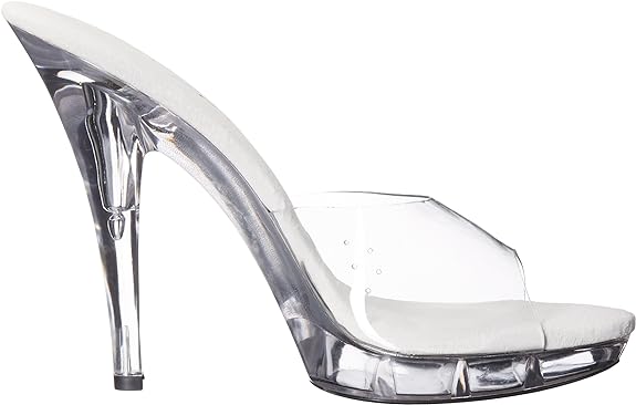 Vanity-521 Clear Wide Width Mule 5" Heel Sandals