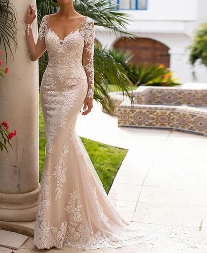 Lace Over Satin Mermaid Wedding Gown All Sizes