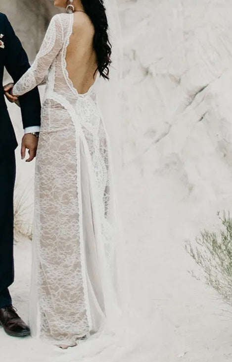 Boho Chiffon/Lace Wedding Gown All Sizes/Colors