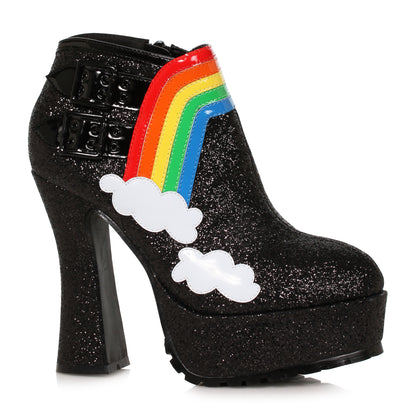 Cherub-557 Chunky Heel Glitter Rainbow Booties