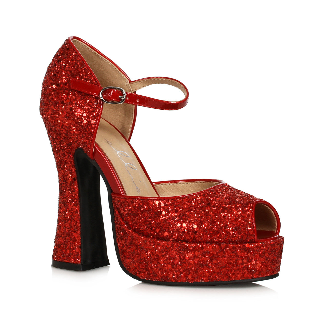 Sparkle-557 Glitter D'Orsay Chunky Heel Pumps