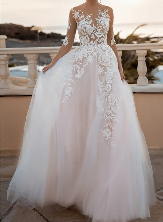 Flora Applique/Tulle Wedding Gown All Sizes/Colors