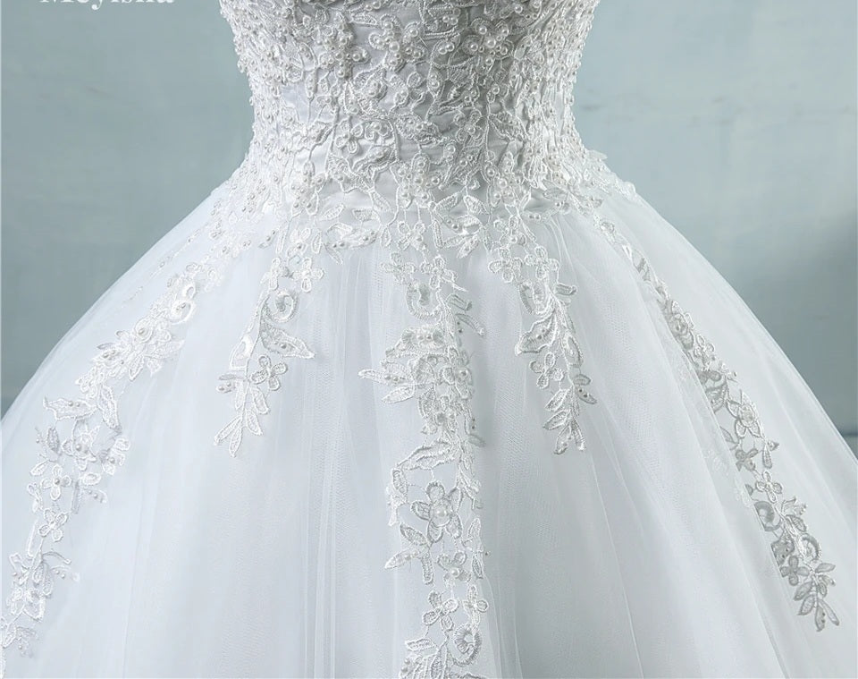 Pearled Floral Ball Wedding Gown