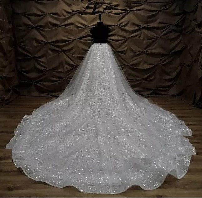 Custom Sparkle Thick Organza Tulle Detachable Royal Length Wedding Skirt All Sizes/Colors