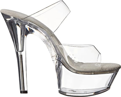 Coco-601 Clear 6" Heel Mule Sandals