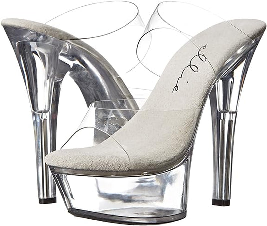 Coco-601 Clear 6" Heel Mule Sandals