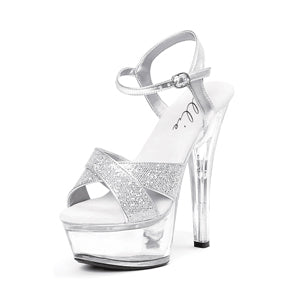 Janie-601 Glitter 6" Heel Sandals