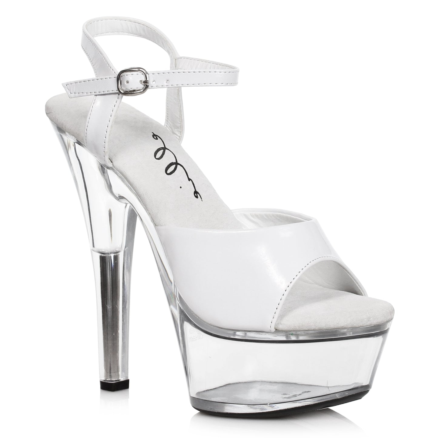 Juliet-601-C Patent/Clear 6" Heel Sandals