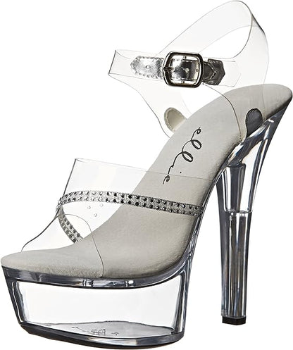 Jewel-601 Clear Rhinestone 6" Heel Sandals