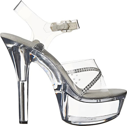 Jewel-601 Clear Rhinestone 6" Heel Sandals