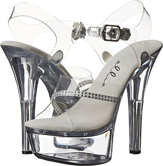 Jewel-601 Clear Rhinestone 6" Heel Sandals