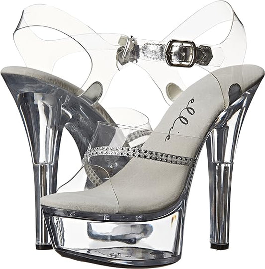 Jewel-601 Clear Rhinestone 6" Heel Sandals