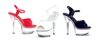 Juliet-601-C Patent/Clear 6" Heel Sandals