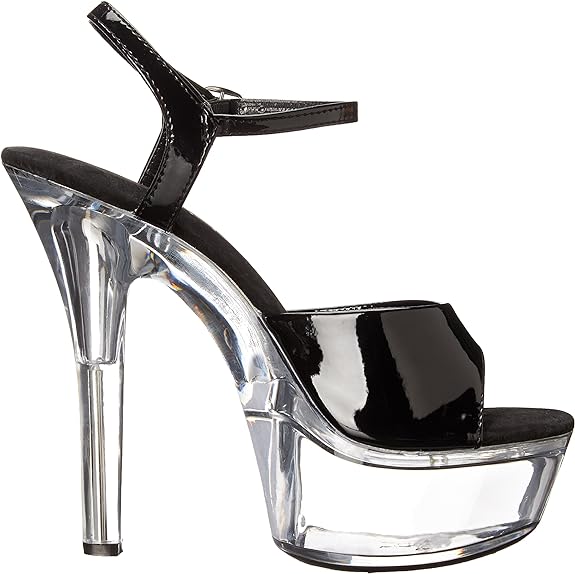 Juliet-601-C Patent/Clear 6" Heel Sandals