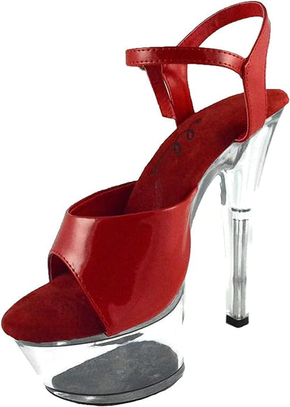 Juliet-601-C Patent/Clear 6" Heel Sandals