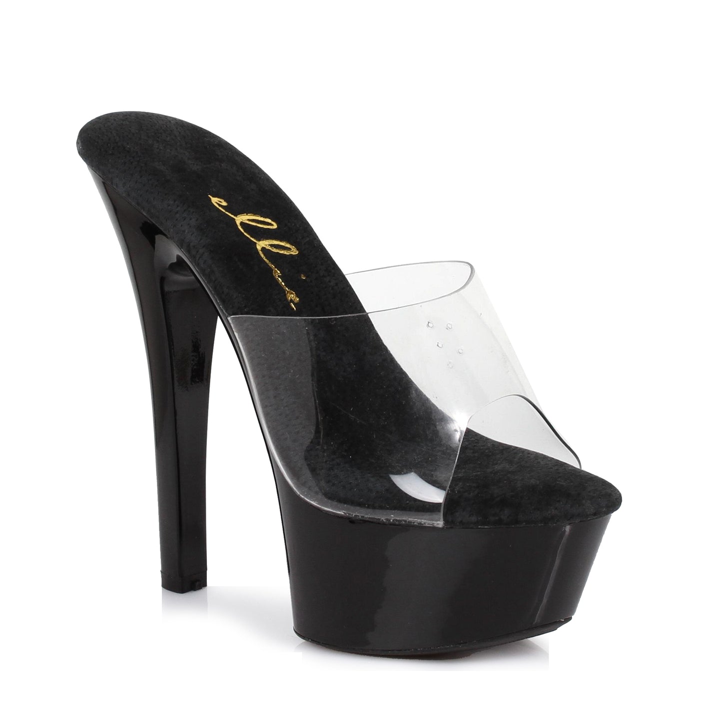 Vanity-601 Patent/Clear 6" Heel Mule Sandals