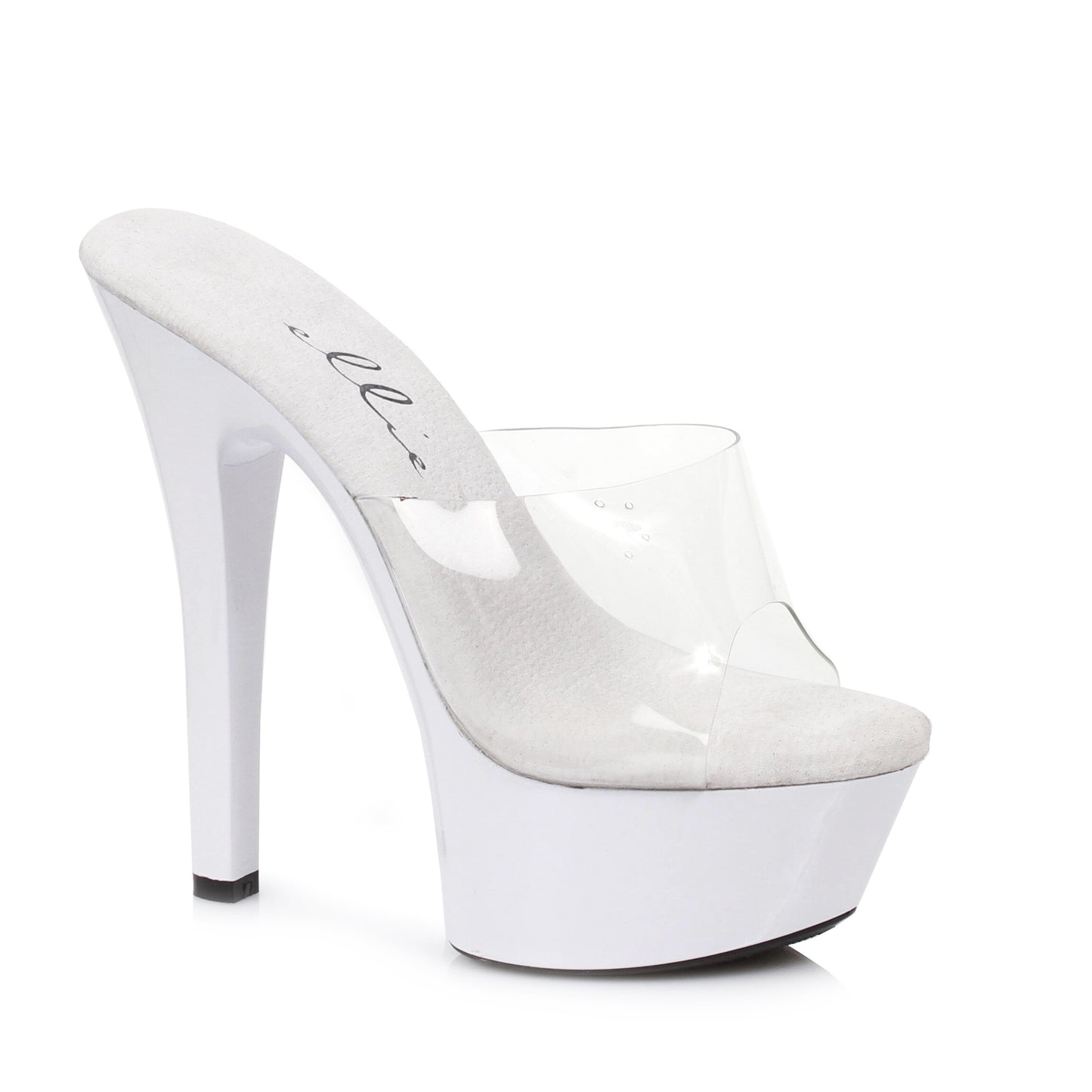 Vanity-601 Patent/Clear 6" Heel Mule Sandals