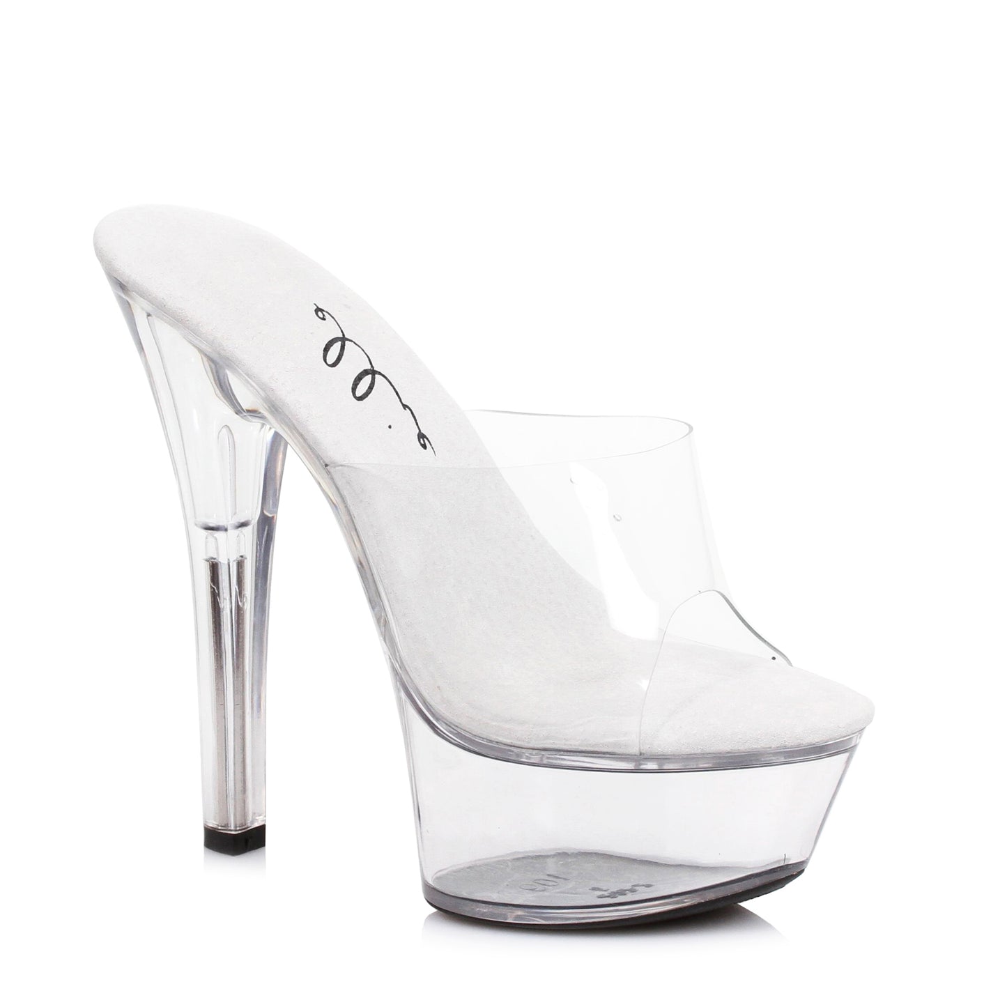 Vanity-601 Patent/Clear 6" Heel Mule Sandals