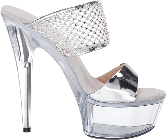 Aileen-609 Rhinestone Bling 6" Heel Mule Sandals