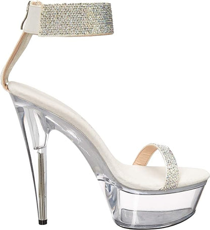 Anika-609 Rhinestone Strap 6" Heel Sandals