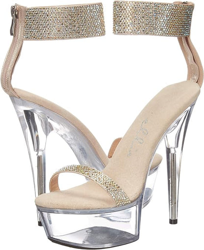 Anika-609 Rhinestone Strap 6" Heel Sandals