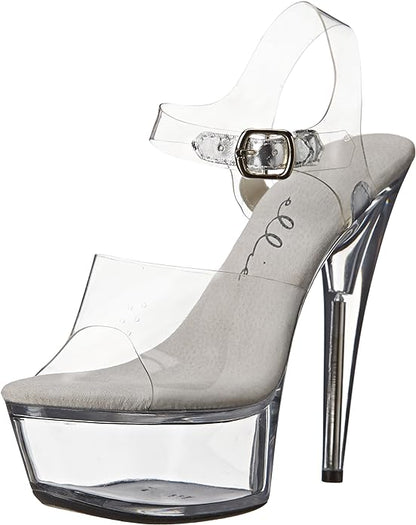 Brook-609 Clear 6" Round Stiletto Heel Sandals