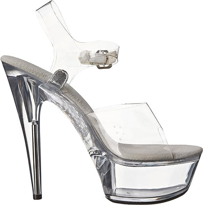 Brook-609 Clear 6" Round Stiletto Heel Sandals