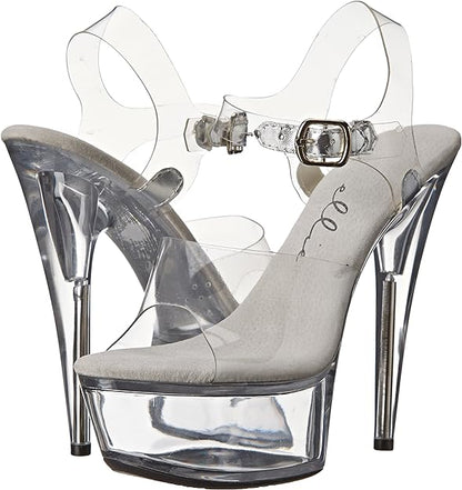 Brook-609 Clear 6" Round Stiletto Heel Sandals