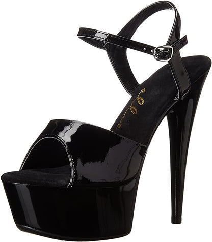 Juliet-609 Patent/Clear Strappy 6" Heel Sandals