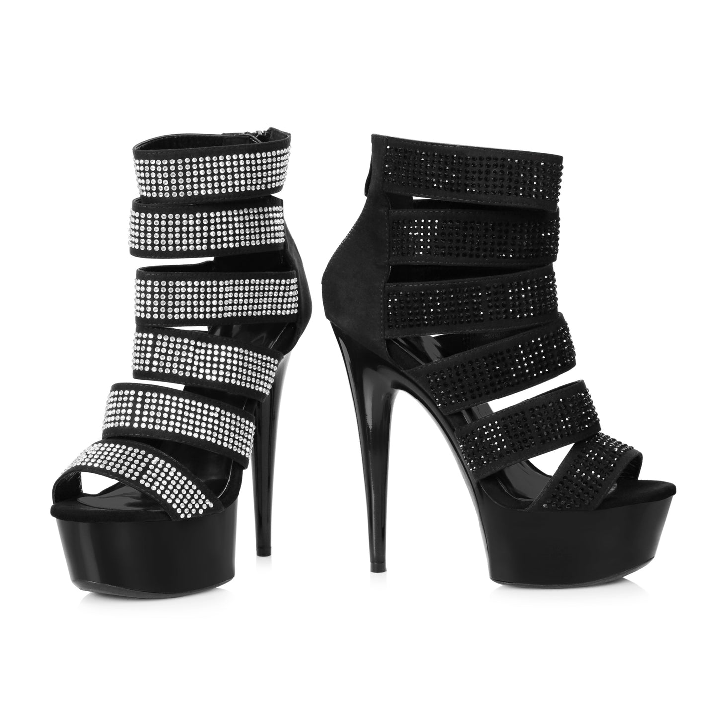 Megan-609 Cuffed Rhinestone Detailed 6" Heel Sandals