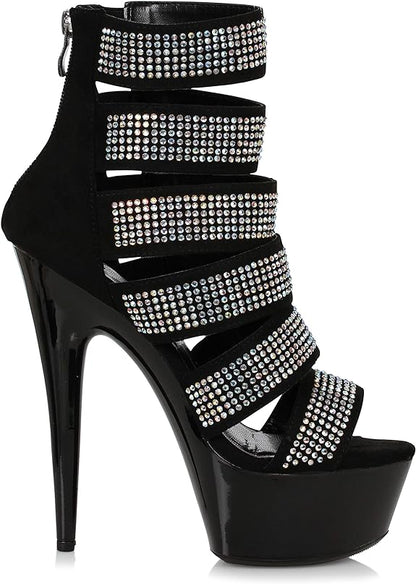 Megan-609 Cuffed Rhinestone Detailed 6" Heel Sandals