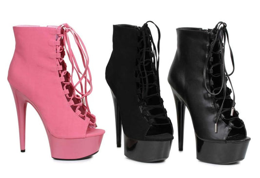 Reverse-609 Lace-Up Peep Toe Ankle Bootie